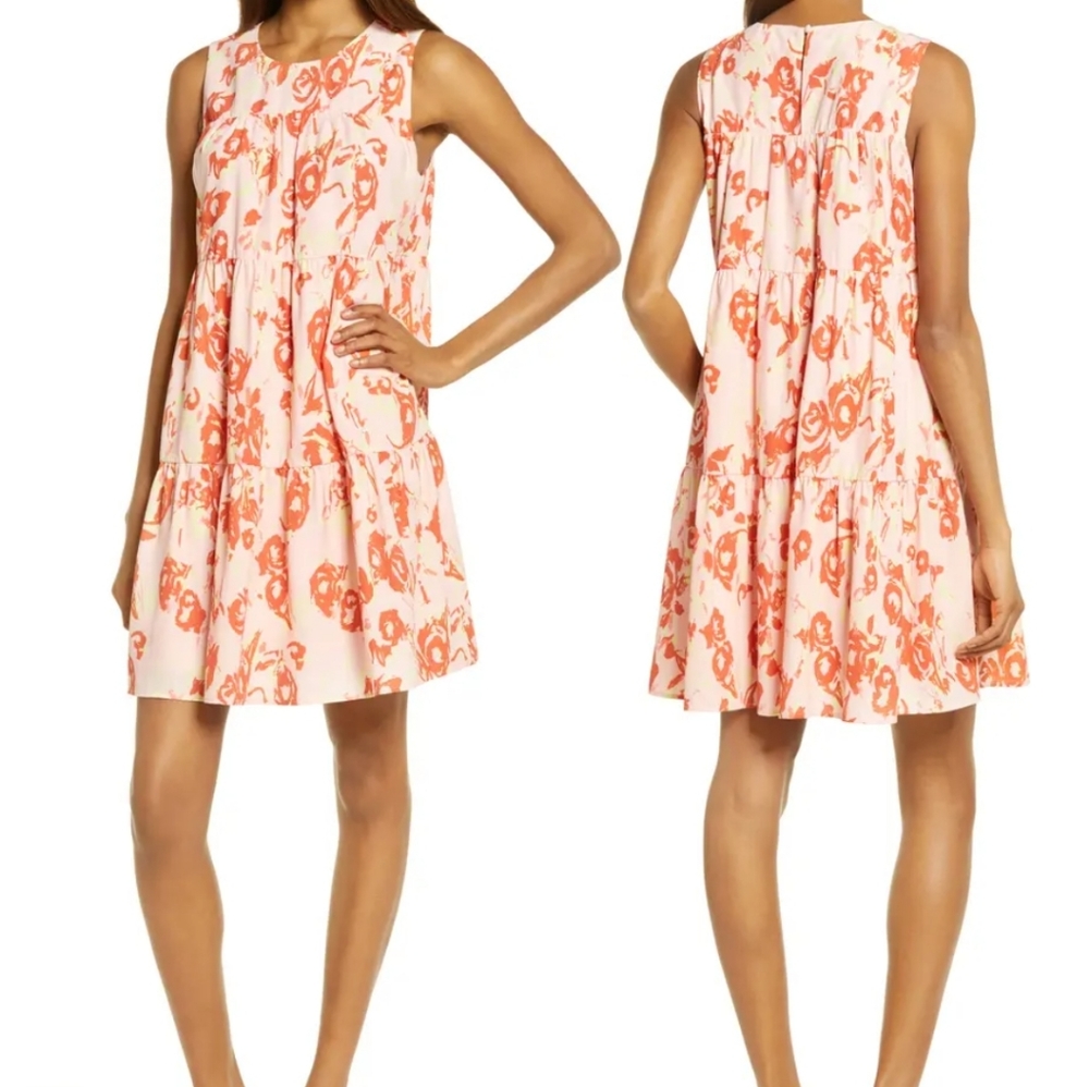 Chelsea28 sleeveless tiered mini dress floral S nwot